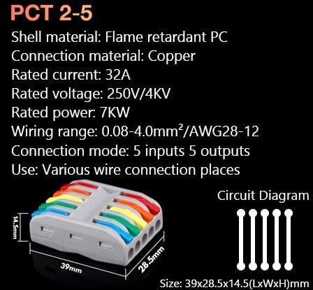 5-5 Fast Wire Cable Connectors / Wago Connector