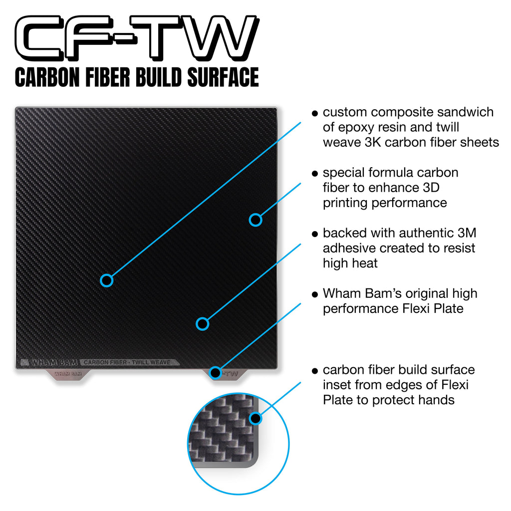 Flexi Plate with Carbon Fiber - Bambu Lab A1, X1, P1, P2S, X2D - 258 x 258