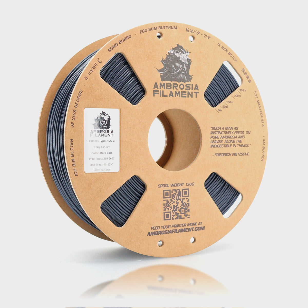 AMBROSIA ASA-CF Filament of the Gods - 1KG and 2KG Bambu AMS Friendly Cardboard Spools Premium 3D Printing Filament