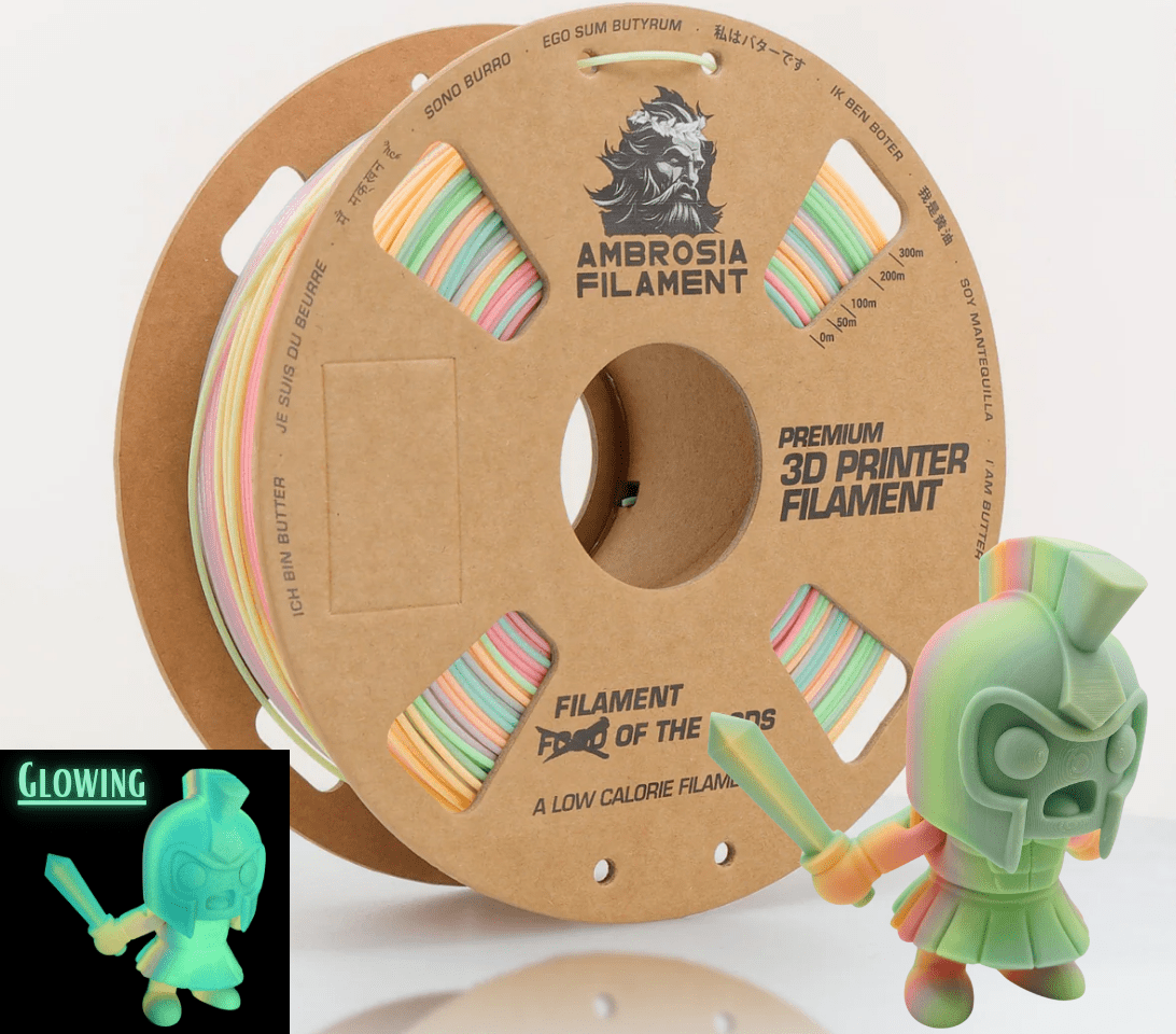 AMBROSIA PLA Filament of the Gods - 1KG Bambu AMS Friendly Cardboard Spools Premium 3D Printing Filament