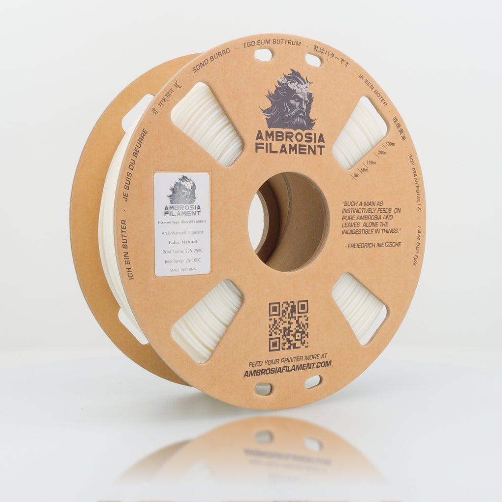 AMBROSIA Uber ABS Filament of the Gods - 1KG Bambu AMS Friendly Cardboard Spools Premium 3D Printing Filament ABS+