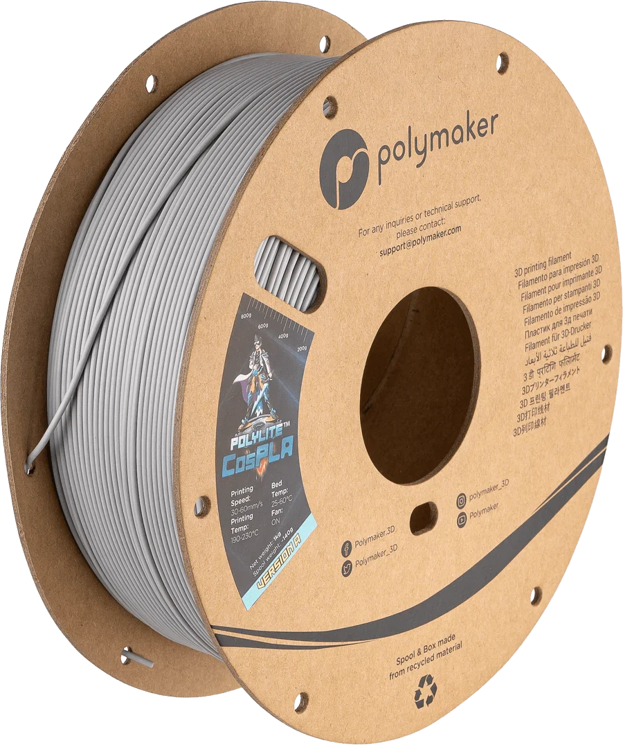 Polymaker PolyLite CosPLA Durable and Sandable PLA for Cosplay 3D Printer Filament 1KG 1.75mm